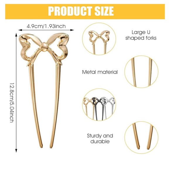 Black Hairpin with Bow Design - Picture 2 of 2